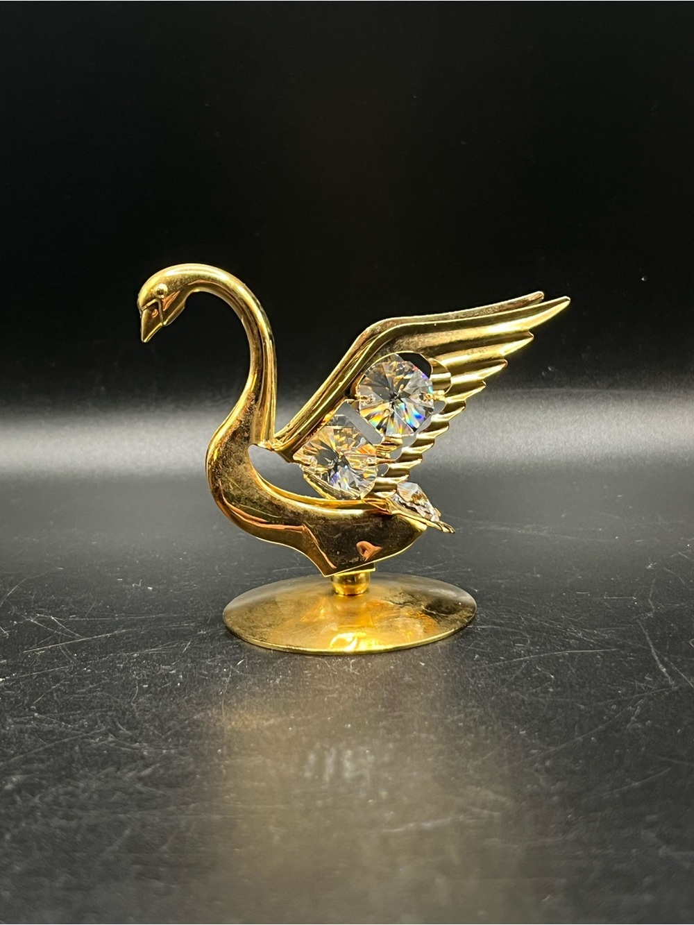 Gold Swan Crystal Accent Figurine - Elegant Home Accents